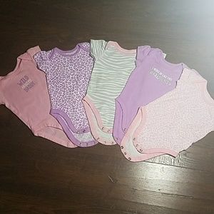 Baby Girls Short Sleeve Printed Bodysuit 5-Pack
